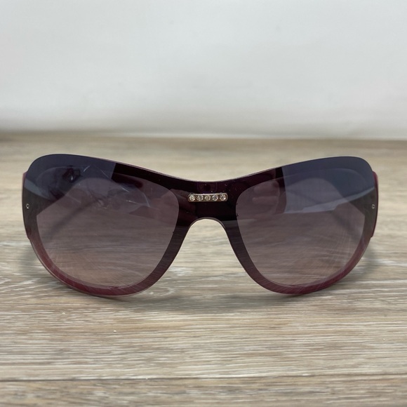 Vintage Steve Madden Sunglasses Y2K Rhinestone Pink S1133 Curved Wrap - Picture 1 of 14